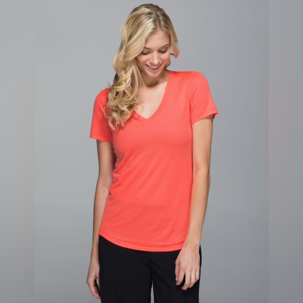 Lululemon What The Sport Tee *Mesh Grapefruit Size 6